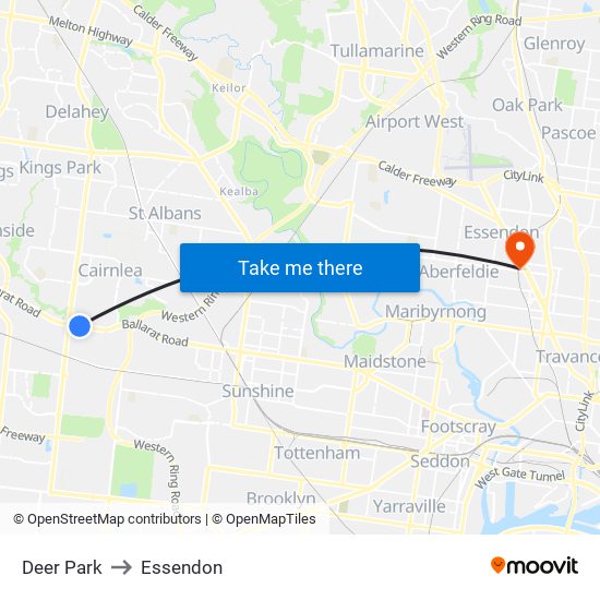 Deer Park to Essendon map