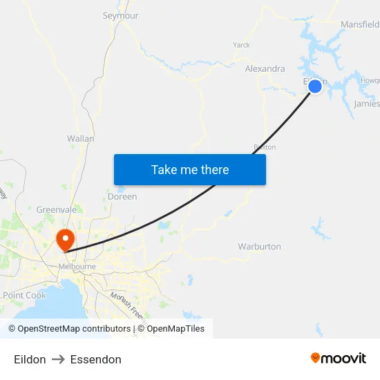 Eildon to Essendon map
