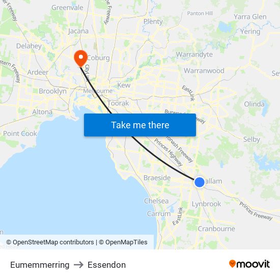 Eumemmerring to Essendon map