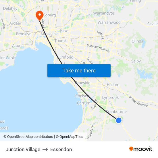 Junction Village to Essendon map