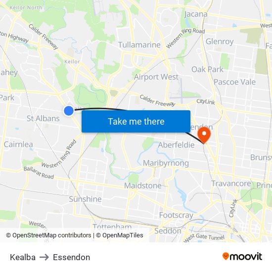 Kealba to Essendon map