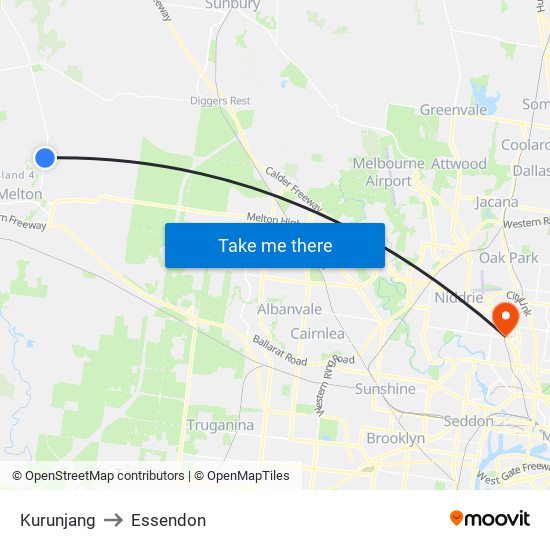 Kurunjang to Essendon map