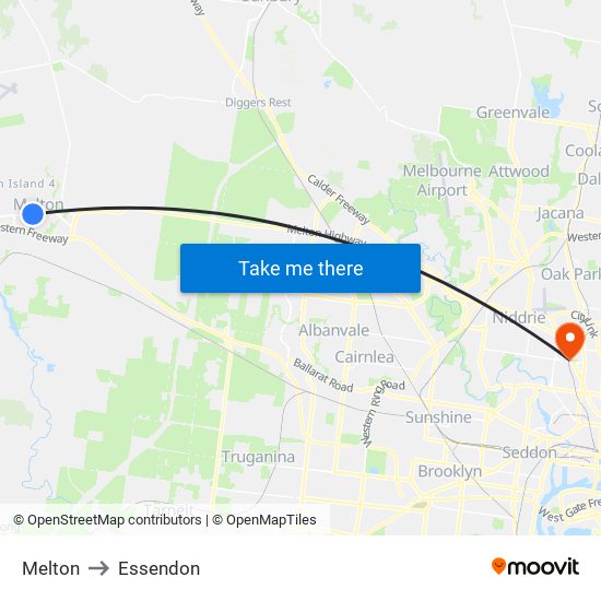Melton to Essendon map