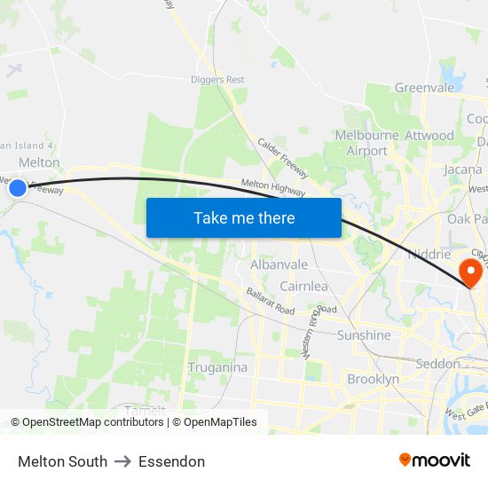 Melton South to Essendon map