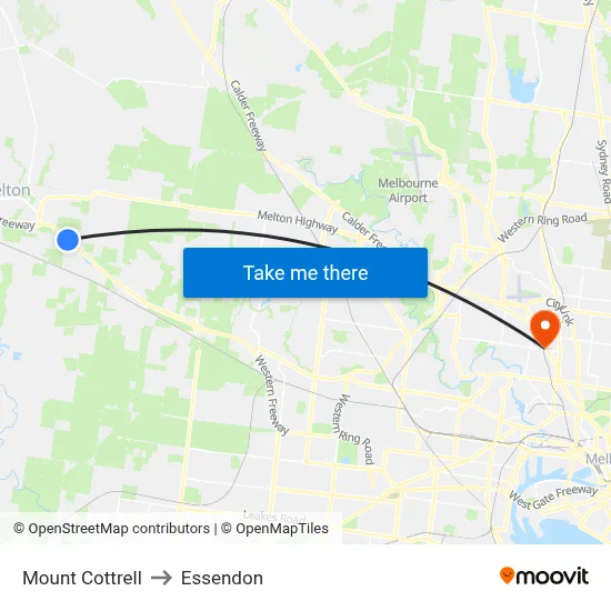 Mount Cottrell to Essendon map