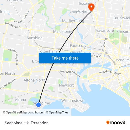 Seaholme to Essendon map