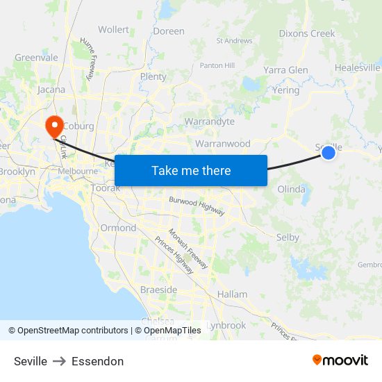 Seville to Essendon map