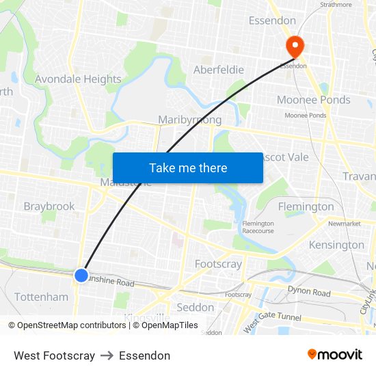 West Footscray to Essendon map