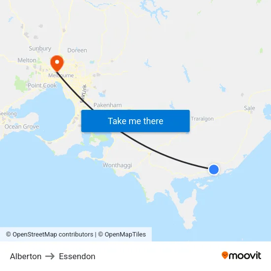 Alberton to Essendon map
