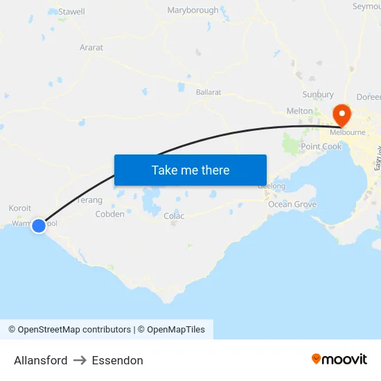 Allansford to Essendon map