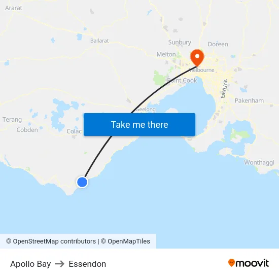 Apollo Bay to Essendon map