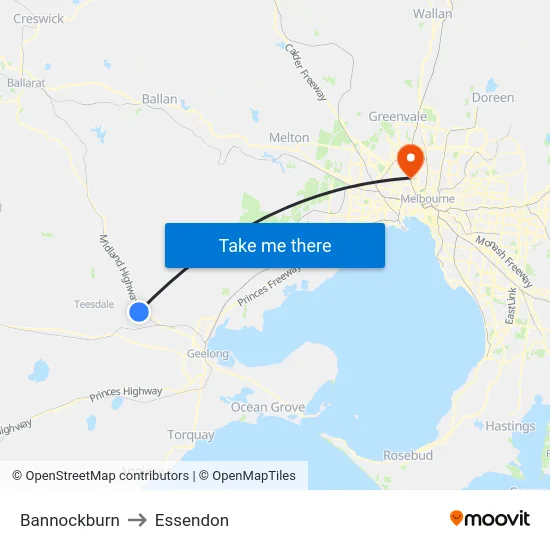 Bannockburn to Essendon map