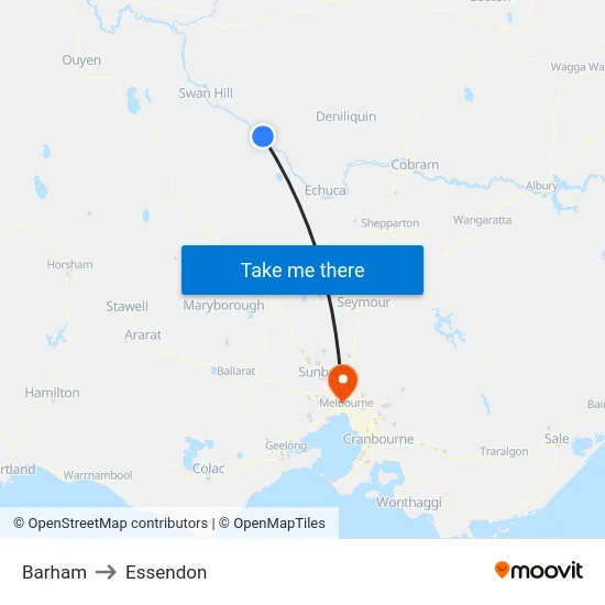 Barham to Essendon map