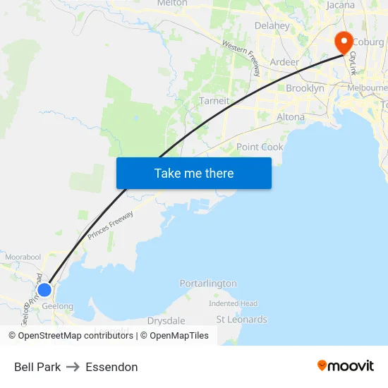Bell Park to Essendon map