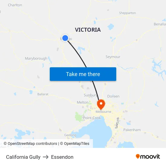 California Gully to Essendon map