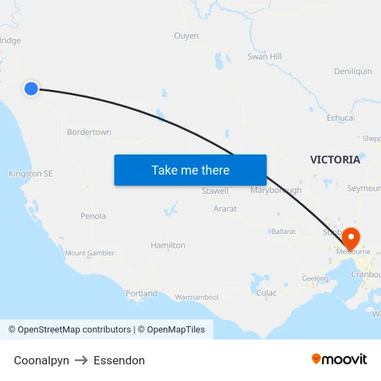 Coonalpyn to Essendon map