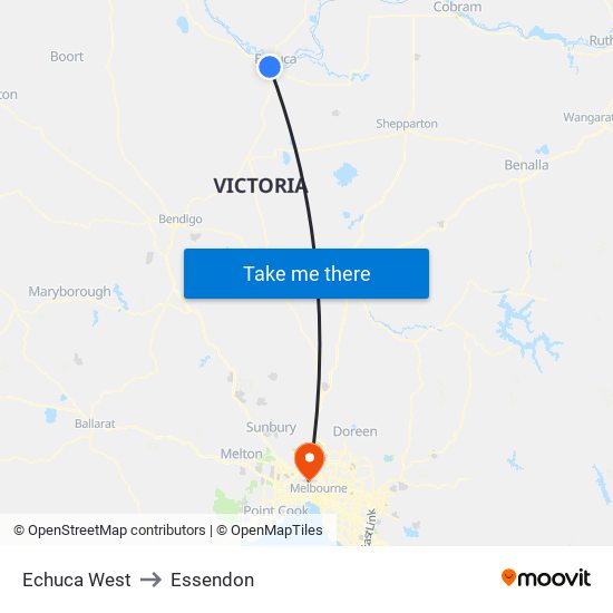 Echuca West to Essendon map