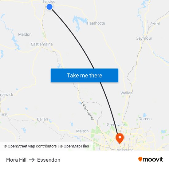 Flora Hill to Essendon map