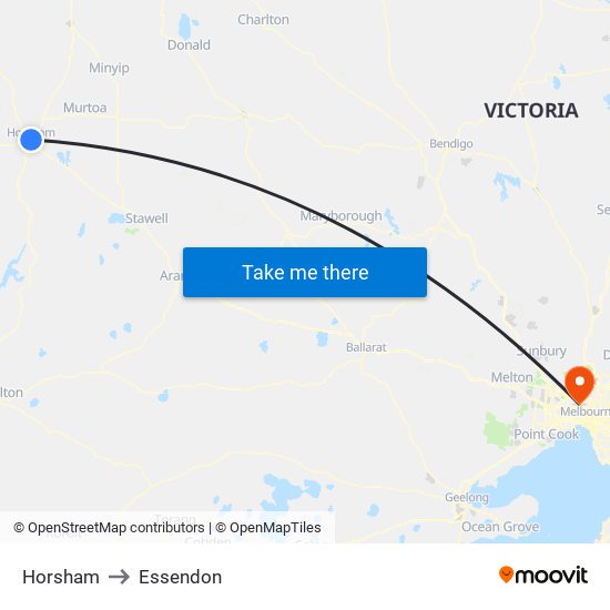 Horsham to Essendon map