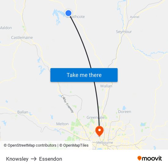 Knowsley to Essendon map