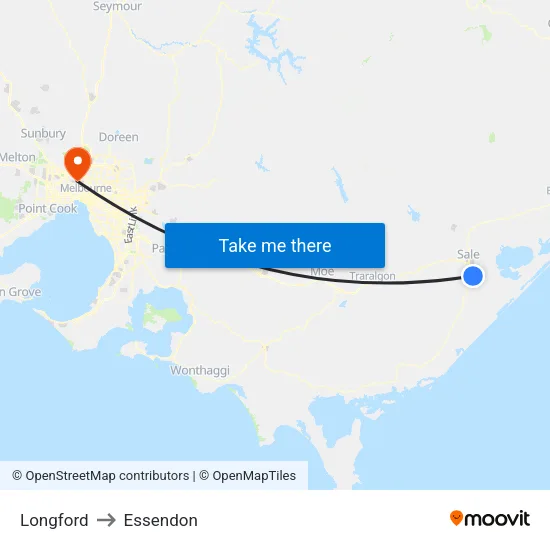 Longford to Essendon map