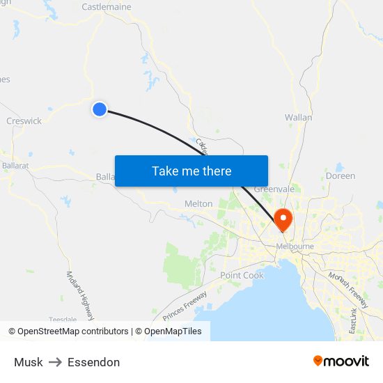 Musk to Essendon map