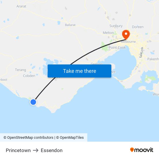 Princetown to Essendon map