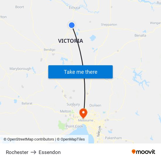 Rochester to Essendon map