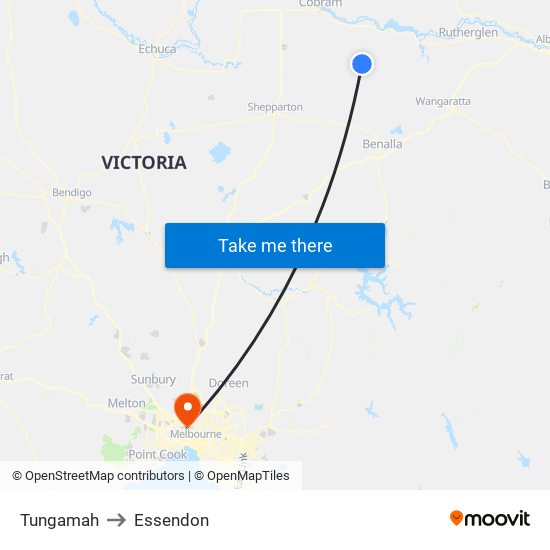 Tungamah to Essendon map