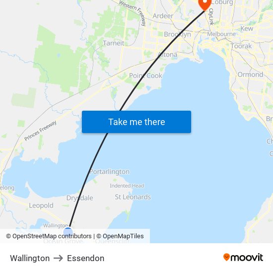 Wallington to Essendon map