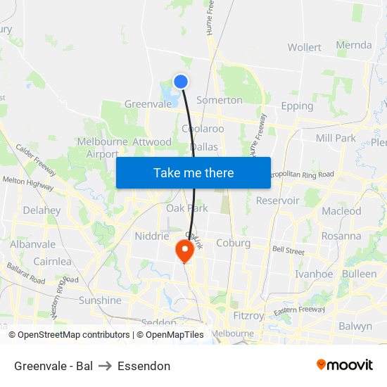 Greenvale - Bal to Essendon map