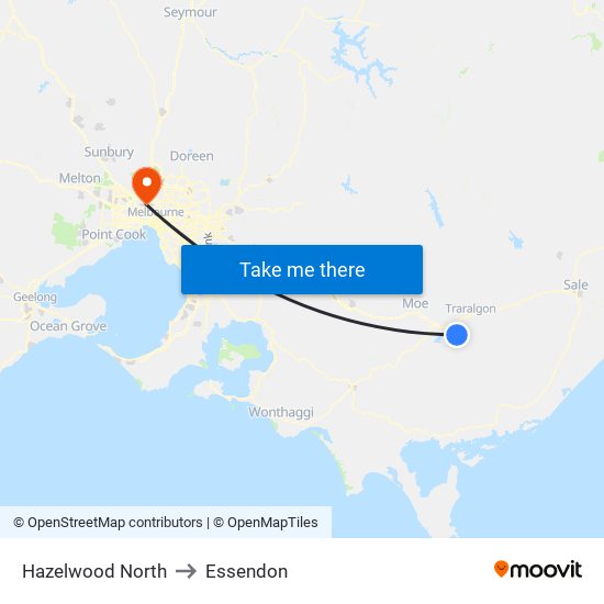 Hazelwood North to Essendon map