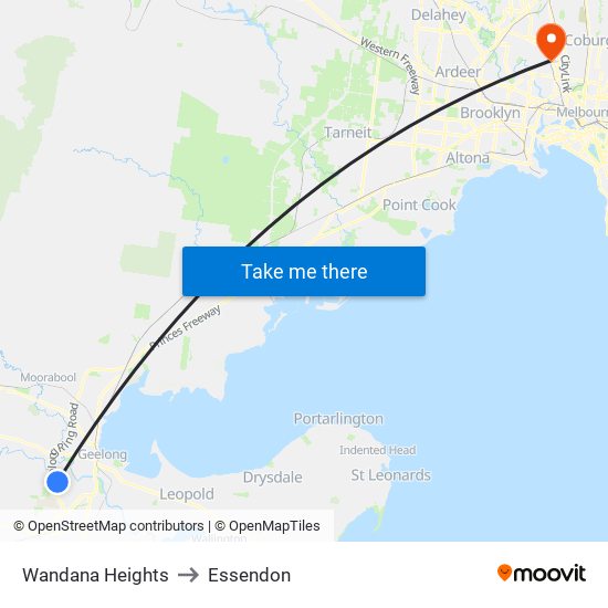 Wandana Heights to Essendon map