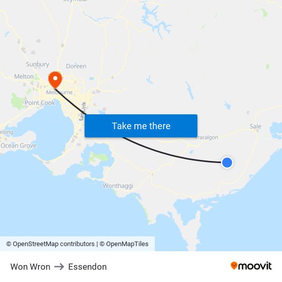 Won Wron to Essendon map