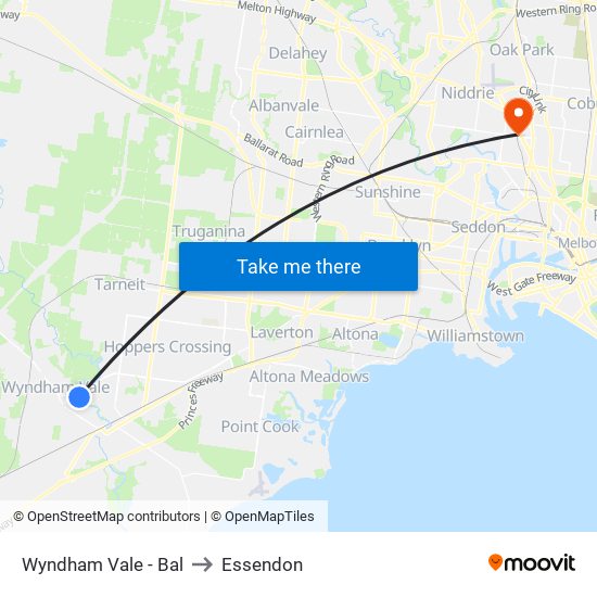 Wyndham Vale - Bal to Essendon map