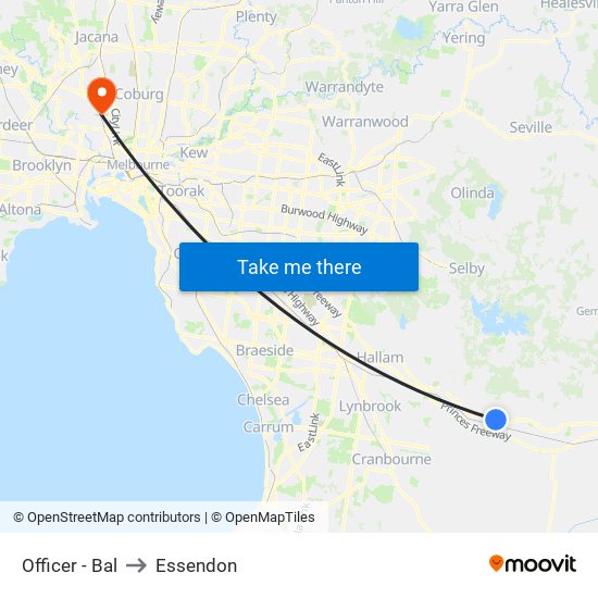 Officer - Bal to Essendon map
