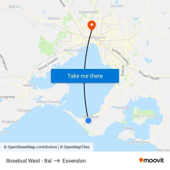 Rosebud West - Bal to Essendon map