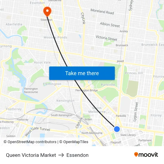 Queen Victoria Market to Essendon map