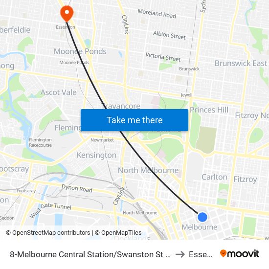 8-Melbourne Central Station/Swanston St (Melbourne City) to Essendon map
