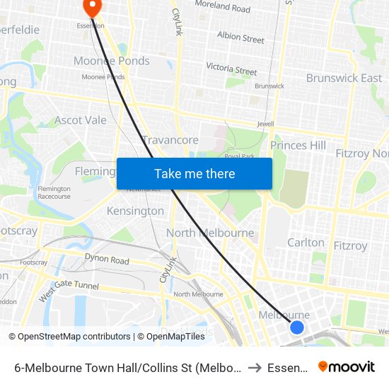 6-Melbourne Town Hall/Collins St (Melbourne City) to Essendon map