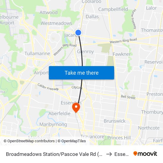 Broadmeadows Station/Pascoe Vale Rd (Broadmeadows) to Essendon map