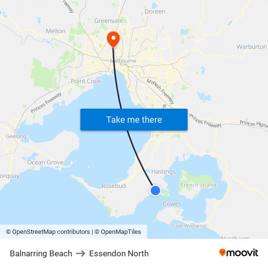 Balnarring Beach to Essendon North map