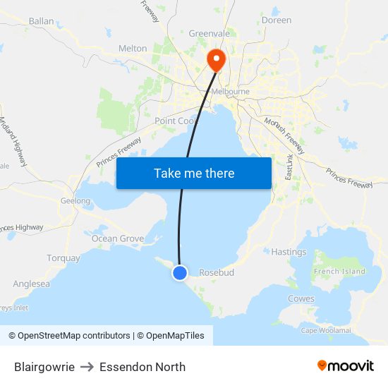 Blairgowrie to Essendon North map