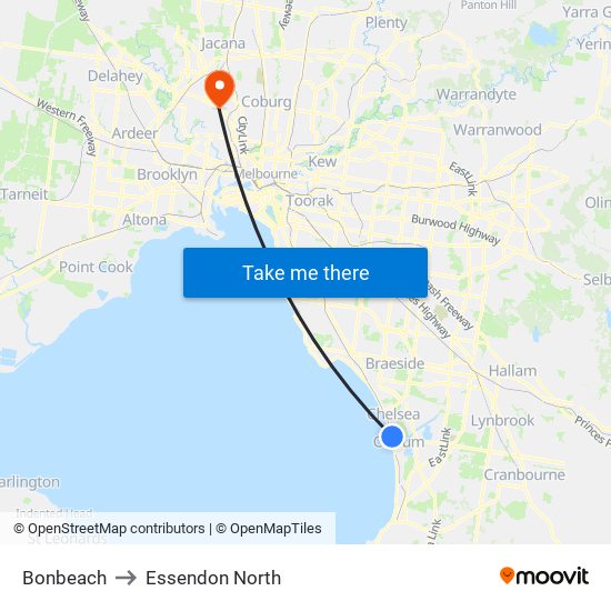 Bonbeach to Essendon North map