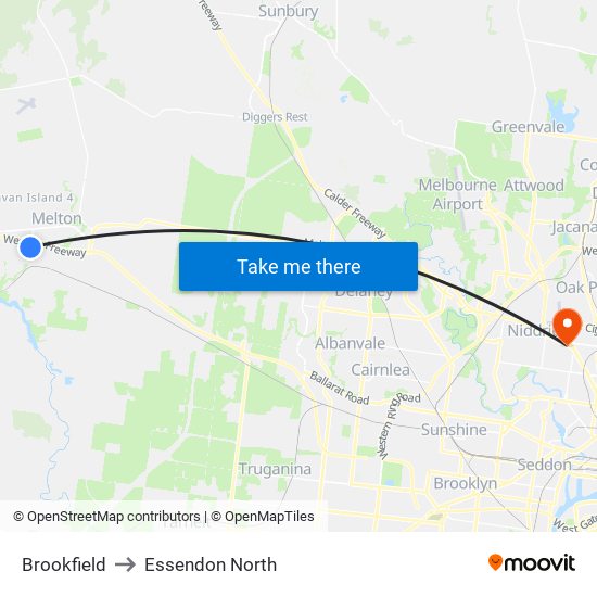 Brookfield to Essendon North map