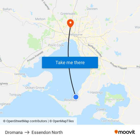 Dromana to Essendon North map