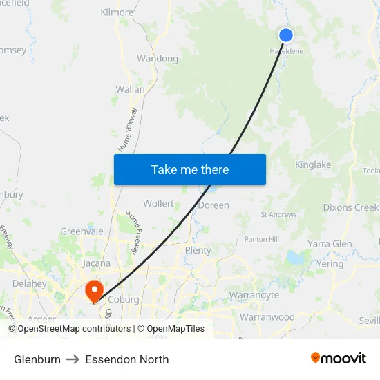 Glenburn to Essendon North map