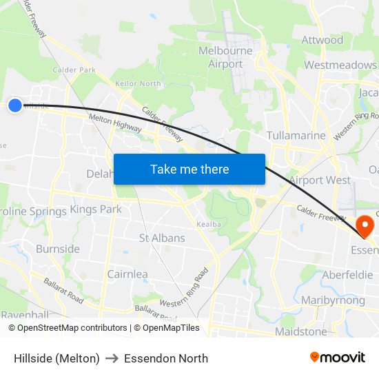 Hillside (Melton) to Essendon North map