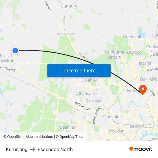 Kurunjang to Essendon North map