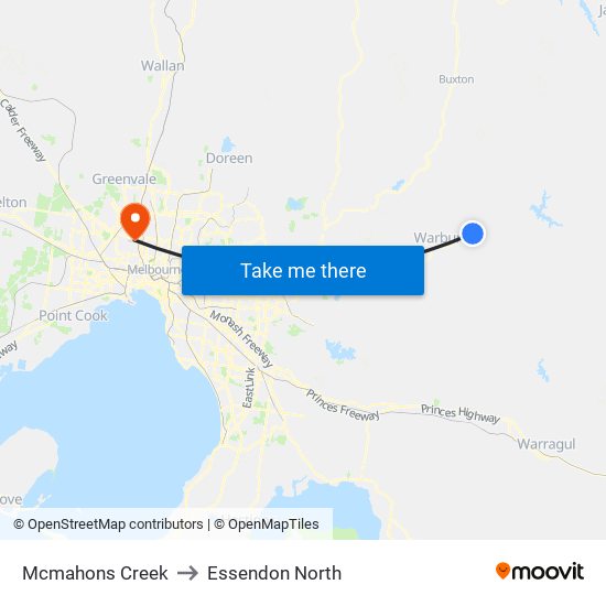 Mcmahons Creek to Essendon North map